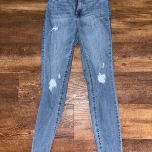Fashion Nova Light Blue Distressed Skinny Jeans